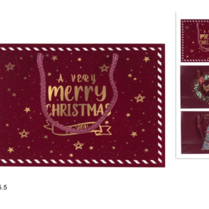 Horizontal Gift Bag 45.5 × 33 × 12cm, Burgundy Velvet Effect, 3 Assorted