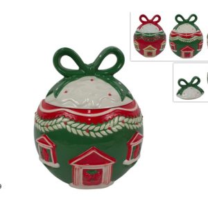 Round Ceramic Ball Jar 23cm, Christmas House Design, 3 Assorted Colours