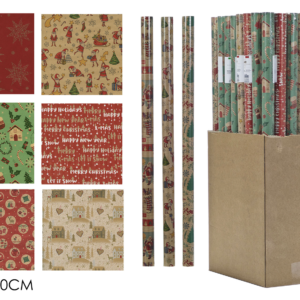 Christmas Kraft Wrapping Paper Roll 70 × 200cm