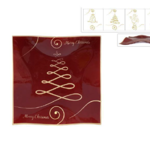 CHRISTMAS GLASS PLATE 30X30CM 047751